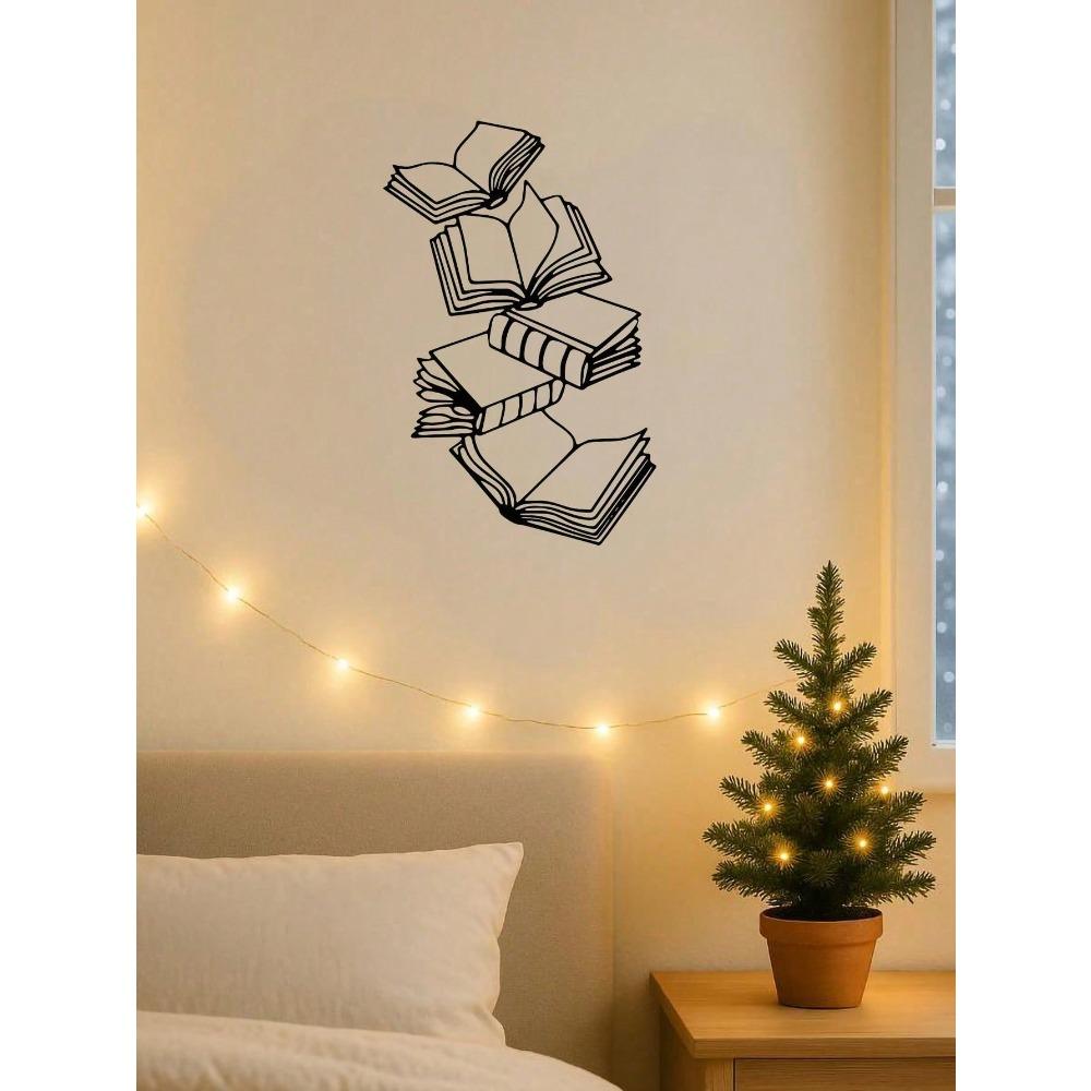 

Vintage Book Stack Metal Wall Art, Literary Gift for Readers, Home Library Decor TY6615
