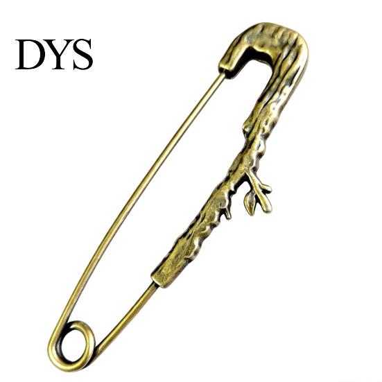 Bird Design Brooch Vintage Bronze Safety Pin, Large Feather Leaf Flower Lapel Coats Decorative Pin Men Women for Coats, Jackets, Hats, Bags