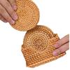 Autumn Rattan Woven Coaster Tea Set Accessories Thermal Insulation Mat Bowl Mat Dining Table Mat