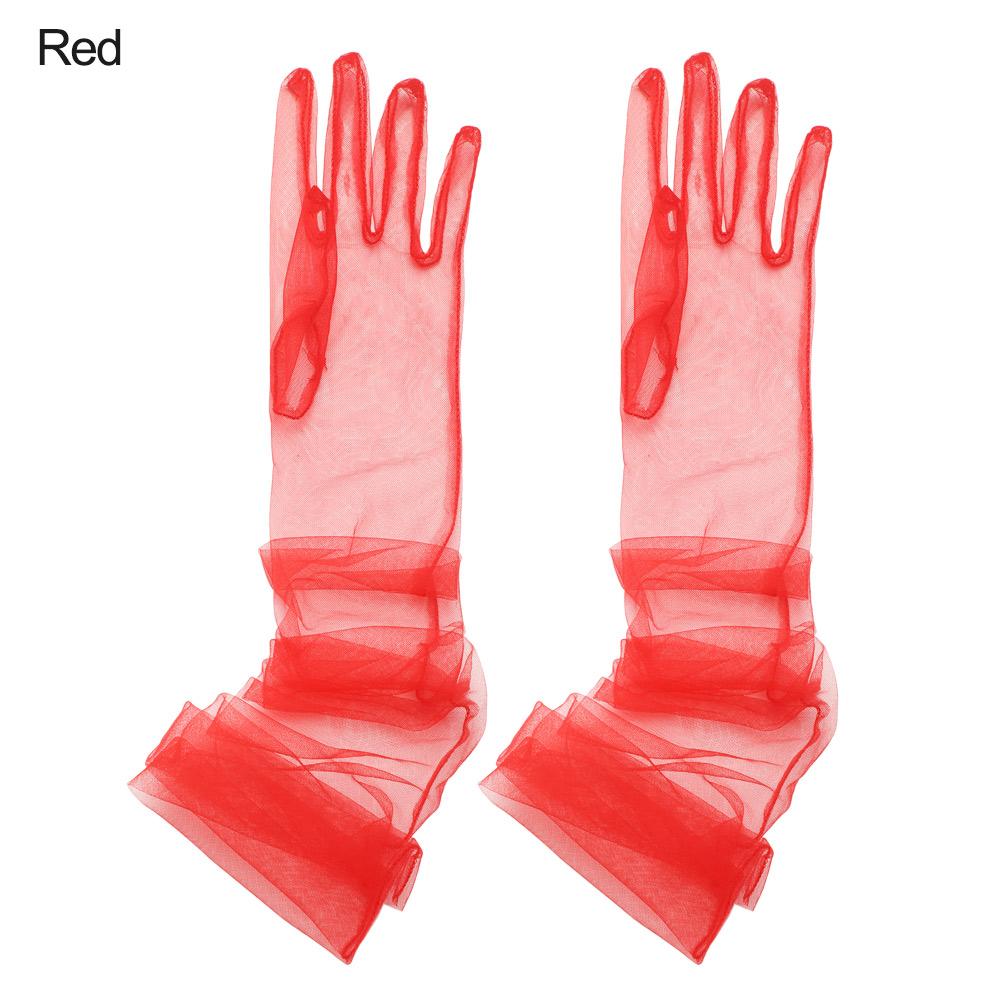 Women Sexy Lace Gloves White Mesh Tulle Gloves Lady Summer Sunscreen Mittens For Lady Driving Gloves Thin Elbow Long Gloves