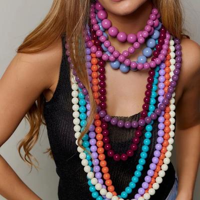Large Round Beads Choker Colorful Women Necklaces Fashion Beaded Necklace  Jewelry Gift