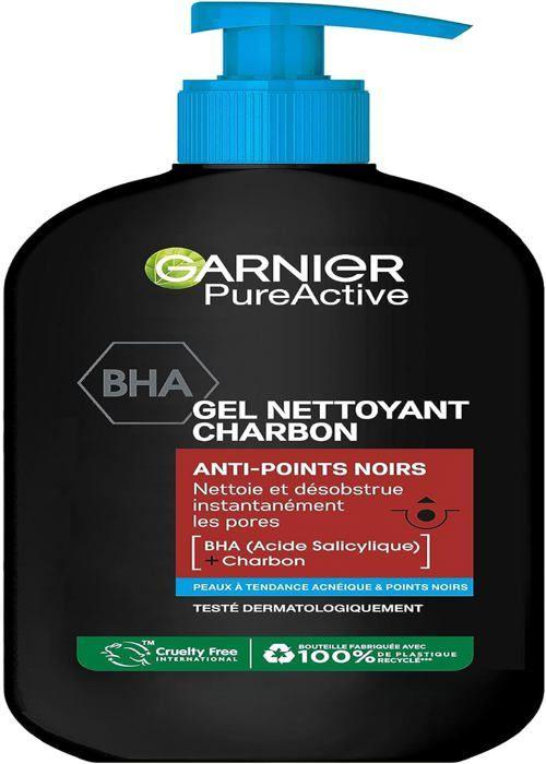 Gel Nettoyant - Garnier - Pure Active - Charbon - Vegan - 250 ml - Peaux Acnéiques