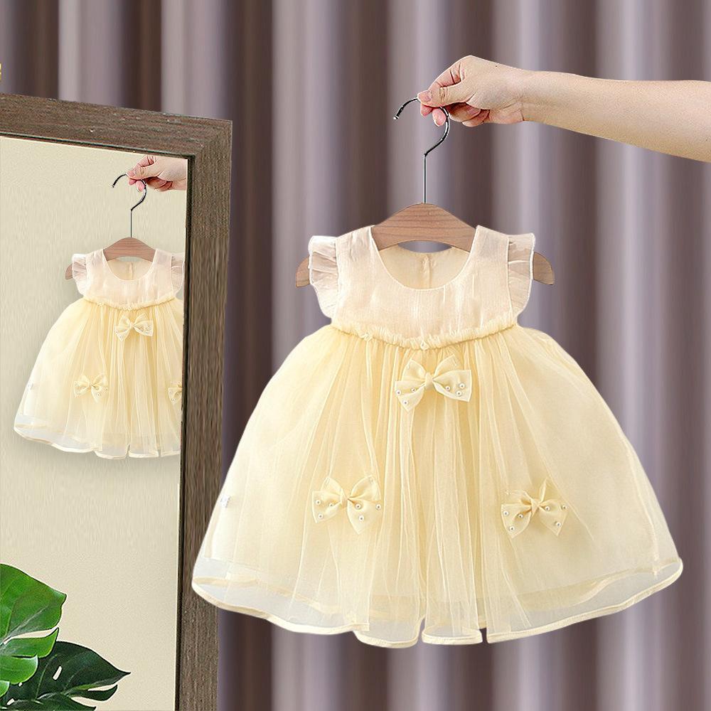 Children's Clothing Girls' Dresses Summer Children's Flying Sleeve Princess Dresses Baby Bow Dresses