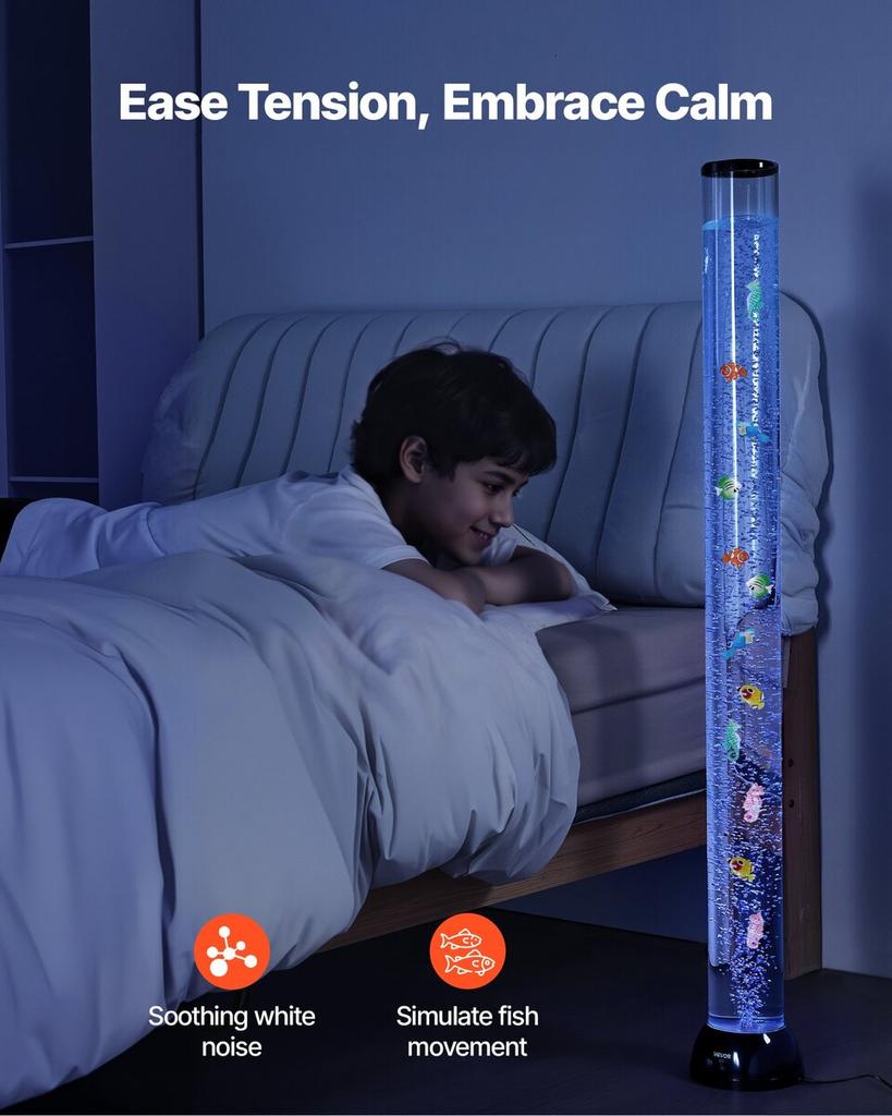 Blasensäulenlampe 16 Farben 120 cm Sensorisches Aquarium-Lampe zur Entlastung Beruhigend