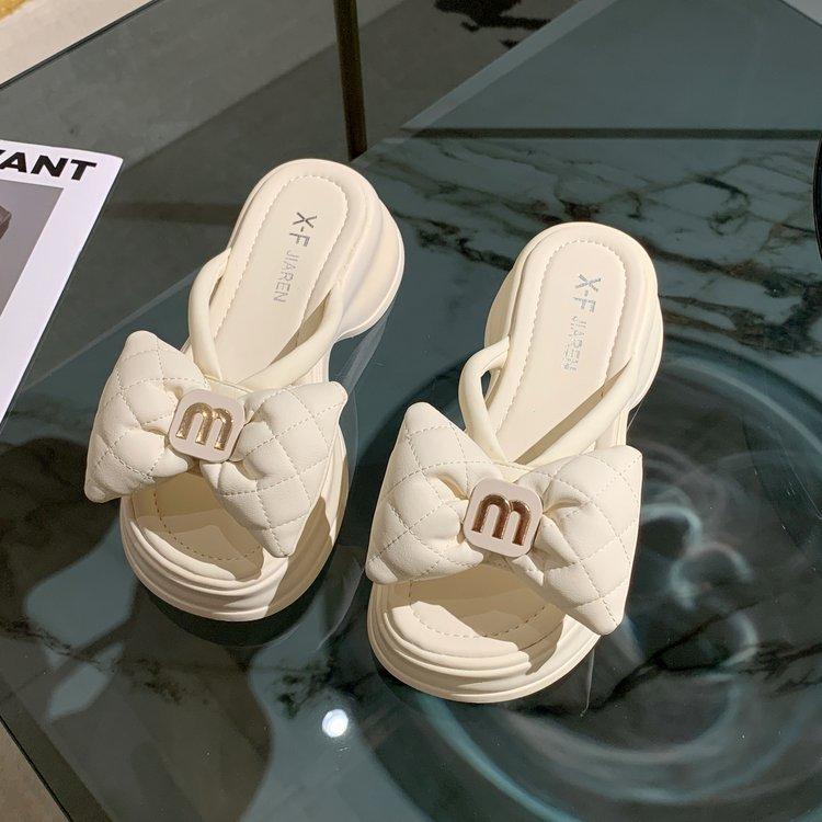 Fashion Summer Women's Slippers Designer Platform Slippers Fashion Bow One-Word Slipper 2025 New Casual Beach Slippers for Women Slides