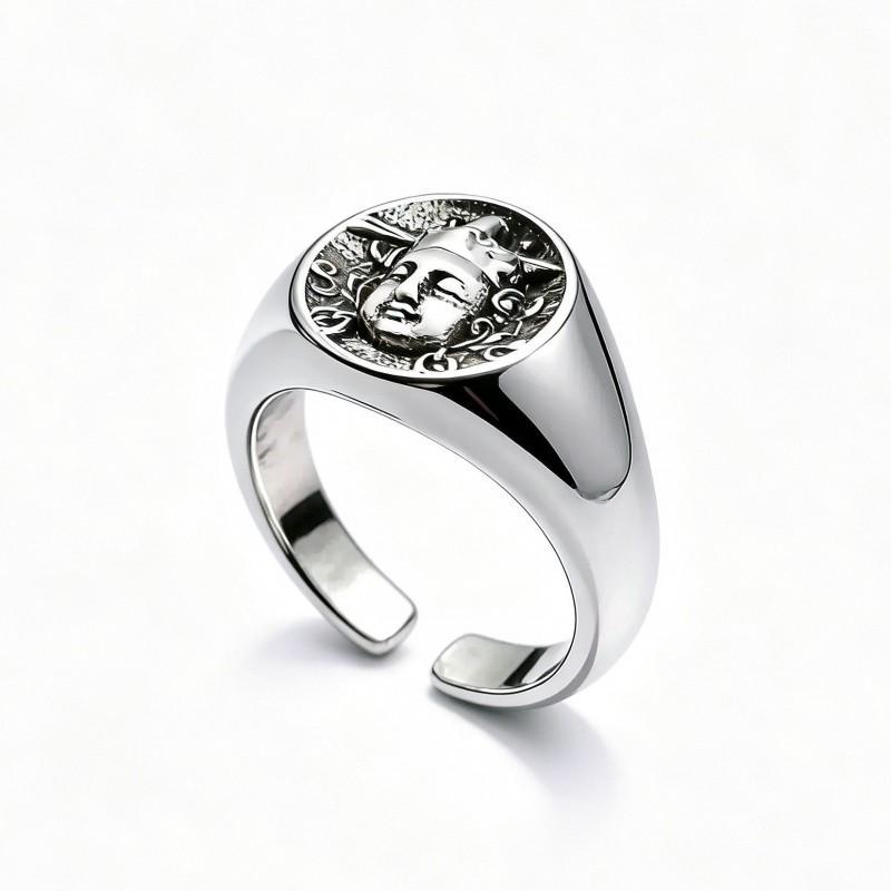 Adjustable Vintage Buddha Face Ring In Copper Ethnic Tibetan Style Unisex Finger Men Women