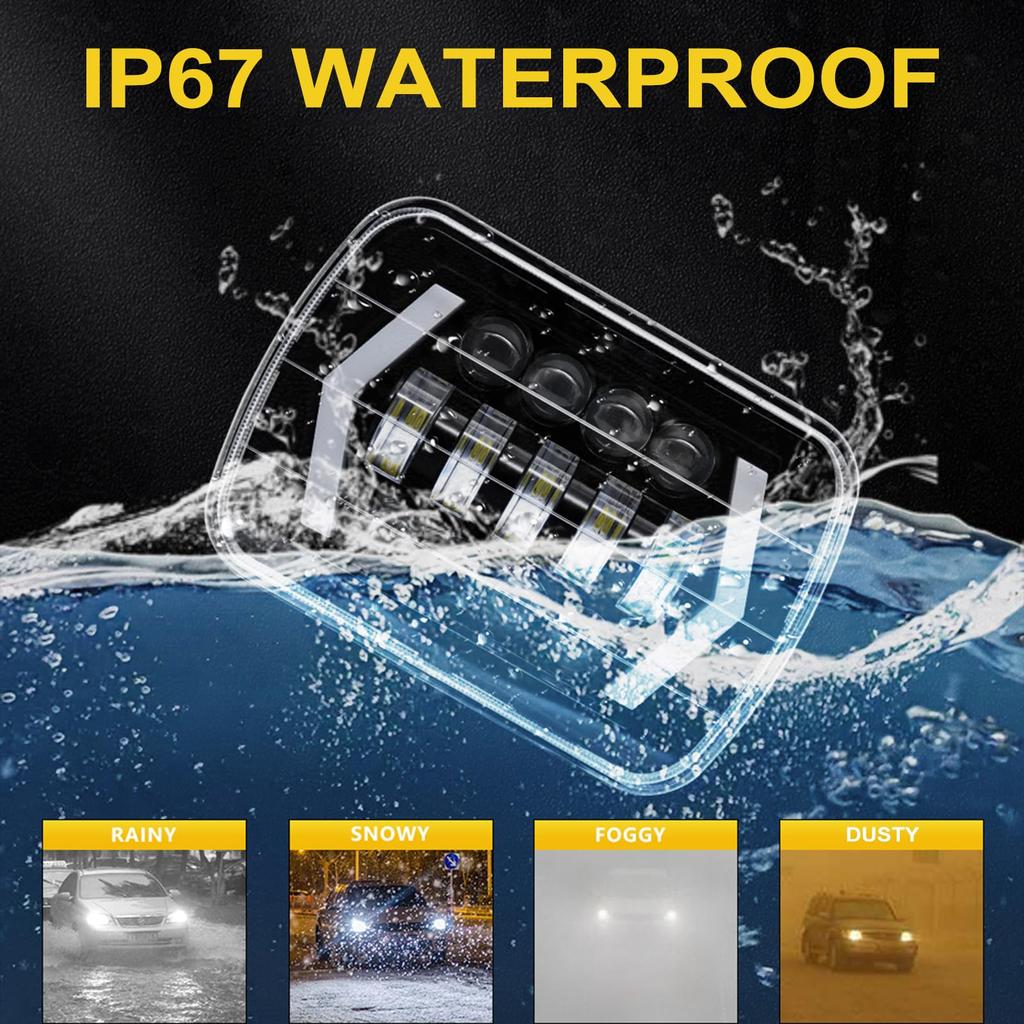 Daconovo 1pcs 7" LED Headlight 7x6 5x7" Square LED Headlamp High/Low Beam Arrow Angel