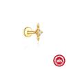 Sterling Geometric Stud Earrings With Zircon Accents Threaded Flat-Top Ear Piercing Jewelry Women Men