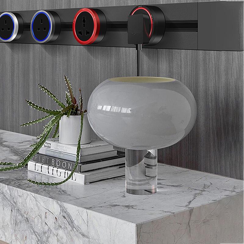 40/60/80CM Hidden Electric Extension Sockets,Power Track Socket,Kitchen Power Track Socket Movable Surface Mounted Wireless Sliding Socket