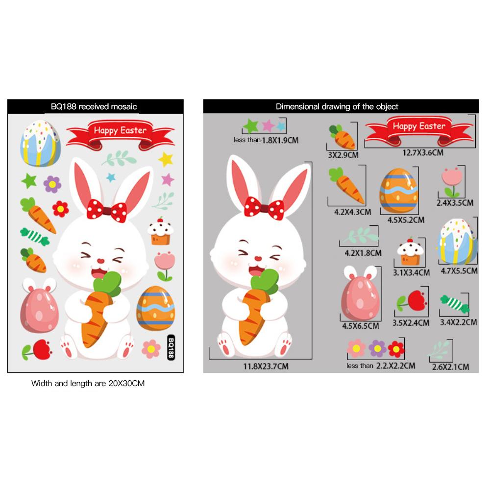 Happy Easter Window Stickers Rabbit Easter Eggs Carrot Glass Sticker Easter Party Wall Sticker Easter Decorations For Home