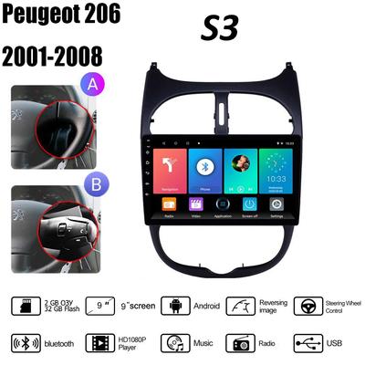 2Din Car Radio For Peugeot 206 206CC 206SW 2000-2016 Citroen C2 2004-2008 Player Android Carplay WIFI GPS Navigation Stereo 2+32GB