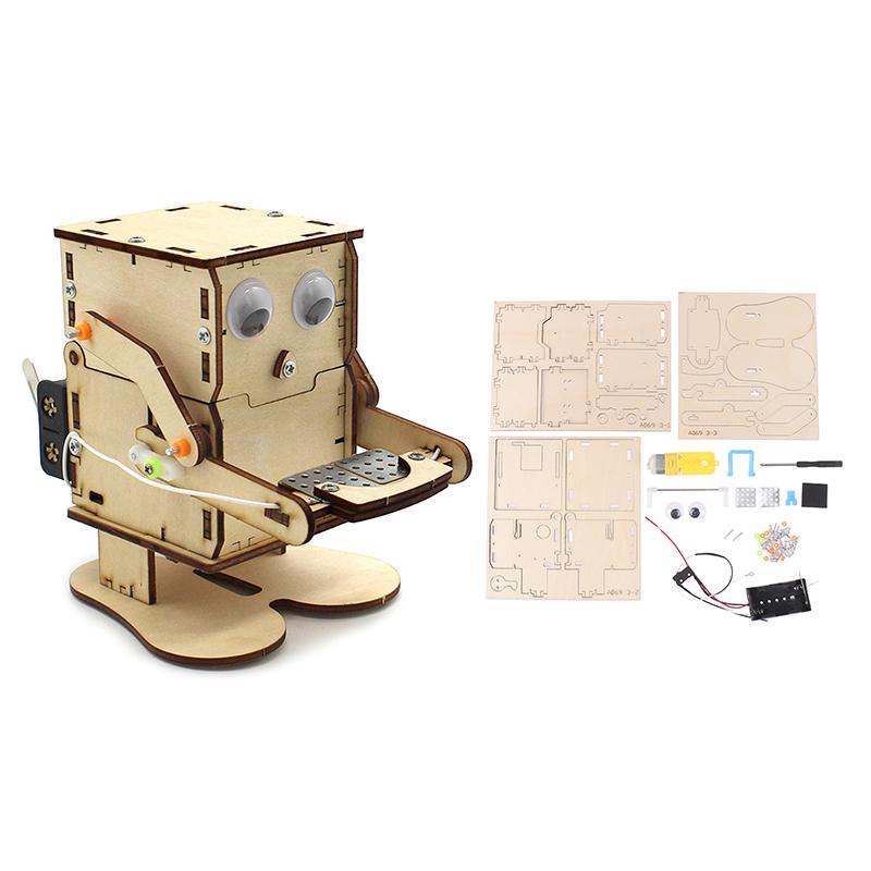 Robot Eating Coin Wood Diy Model Teaching Learning Stem Project Kit For Kid Science Experiment Education Toy Wooden Assemble Kit