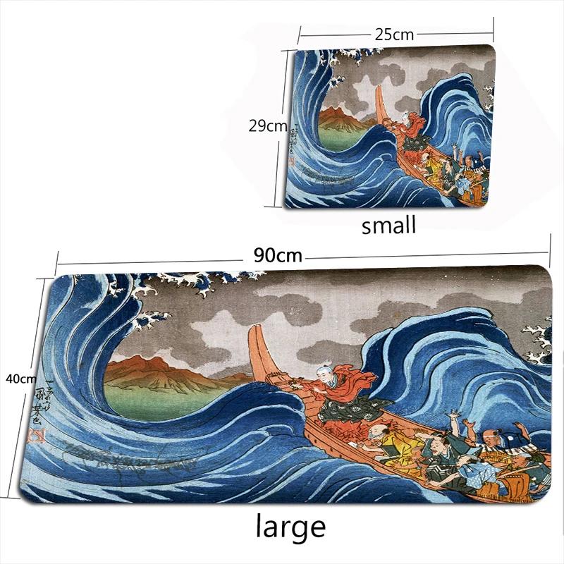 Giant Waves Mouse Pad Large Japanese-style Mouse Pads Company MouseMat Art Carpet Rugs Gamer Ukiyo-e Keyboard for Laptop 900X400