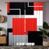 2 Pieces HD Digital Red Color Block Geometric Minimalist Curtains Home Decorating Style Decorating Living Room Bedroom Rodding C
