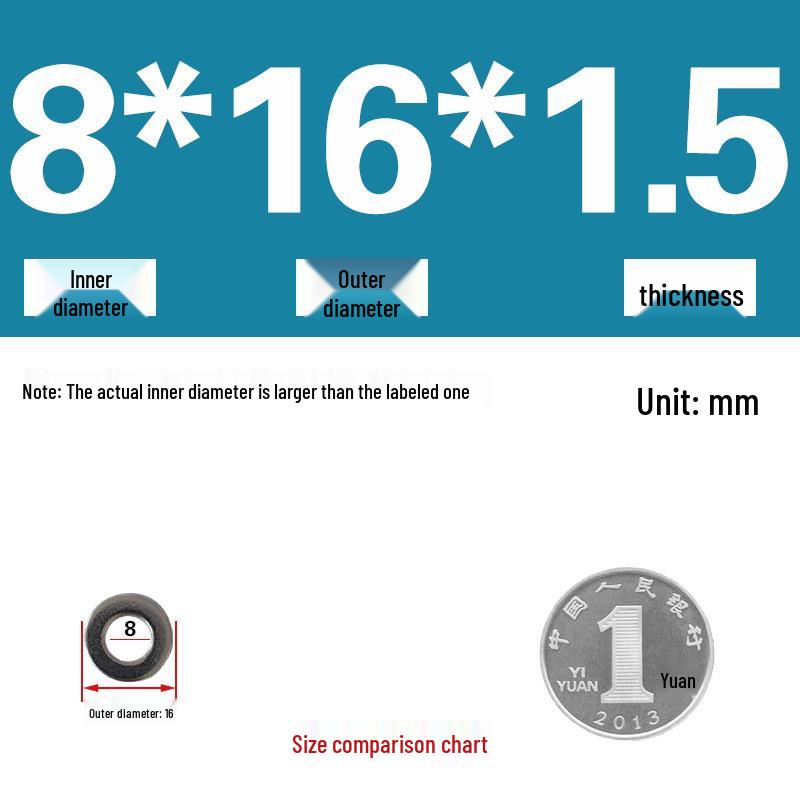 Galvanized Metal Flat Washer - Thin, Thickened, Enlarged Edge, Round, Sizes M3 to M10