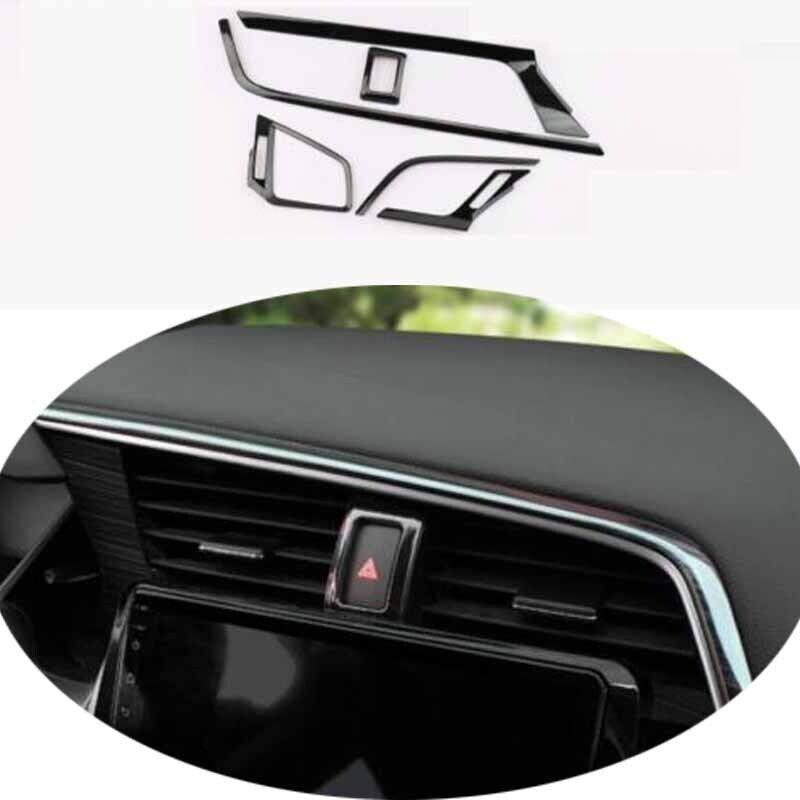 Black Titanium Console Dash L&R Air Outlet Vent Trim ac For Honda Civic 2016-21