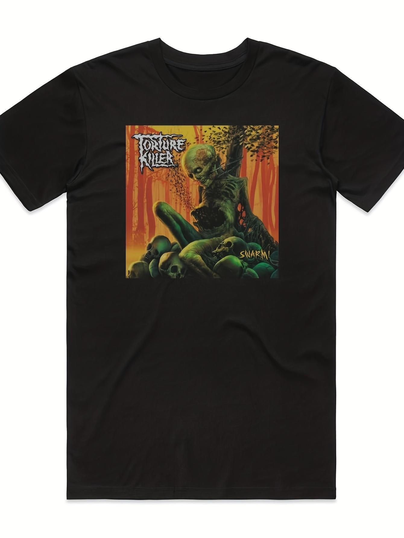 

Men s Torture Killer Bee Colony Album Cover Pattern T-shirt - Gothic Heavy Metal T-shirt Suitable for Concerts and Casual Wea... S разноцветный