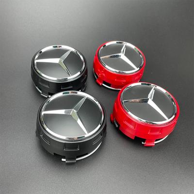4Pcs 75mm Black Red Raised Car Wheel Center Caps for Mercedes Benz AMG Styling Caps A0004000900