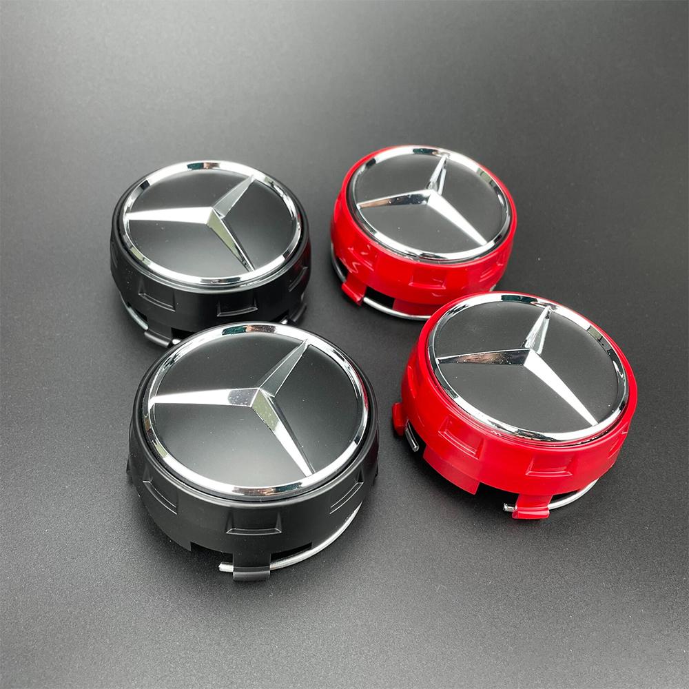 EFQXA1 4Pcs 75mm Black Red Raised Car Wheel Center Caps for Mercedes Benz AMG Styling Caps A0004000900