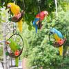 Budgerigar Hanging Ornament: Resin Bird Model On Iron Ring for Garden or Courtyard Decor