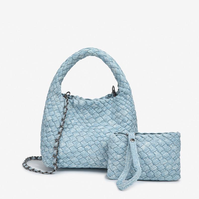 

Denim woven bag large capacity shoulder tote bag fashion versatile mother bag armpit bag