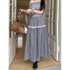 Sommer neuer Spitzen-Patchwork-karierter Rock Damen Koreanisch, vielseitiger lässiger Stil A-Linien-Langrock