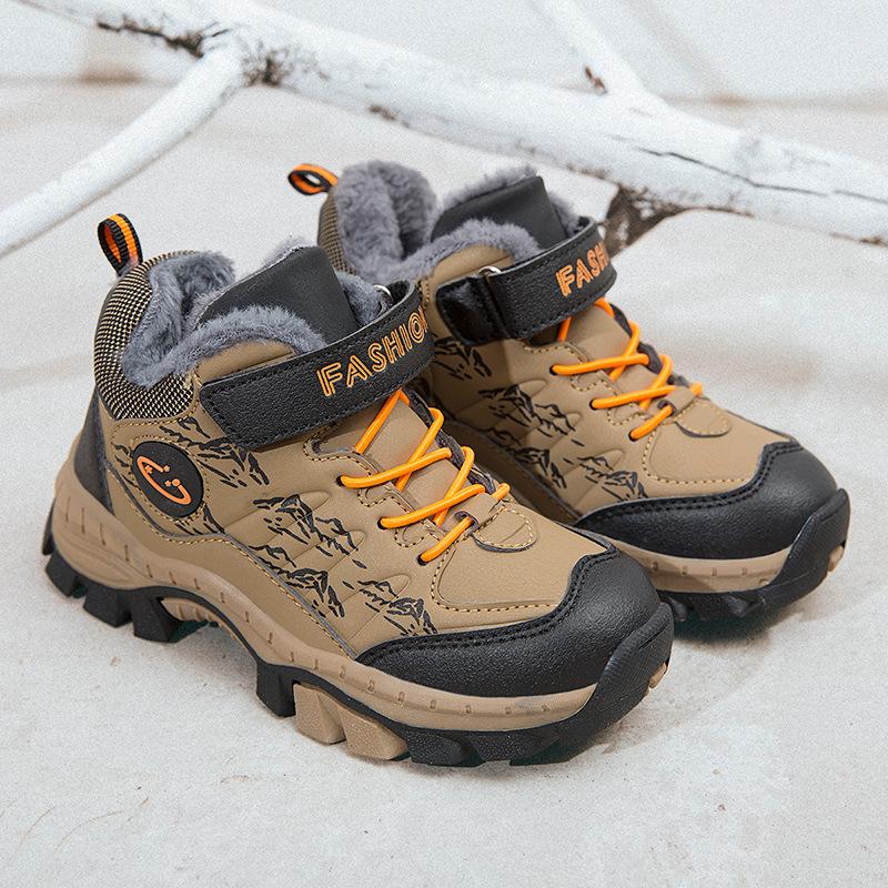 Winter Boys Cotton Shoes Children's Outdoor Hiking Shoes Girls Cotton Snow Lightweight Non-slip Warm Sneakers Casual Shoes