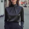 New Elegant Semi-turtleneck Loose Long Sleeved Blouse Spring and Autumn Women's Office Wear Shirt Fashion Solid Color Woman Tops