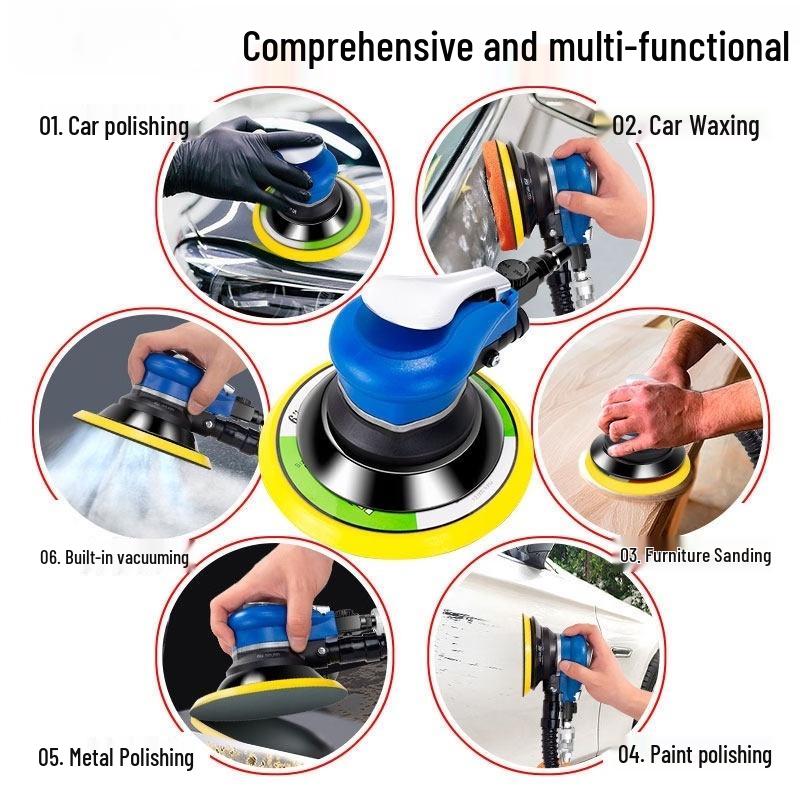 TURBOSUN 6-inch Pneumatic Orbital Polisher CN plug (adapter included)