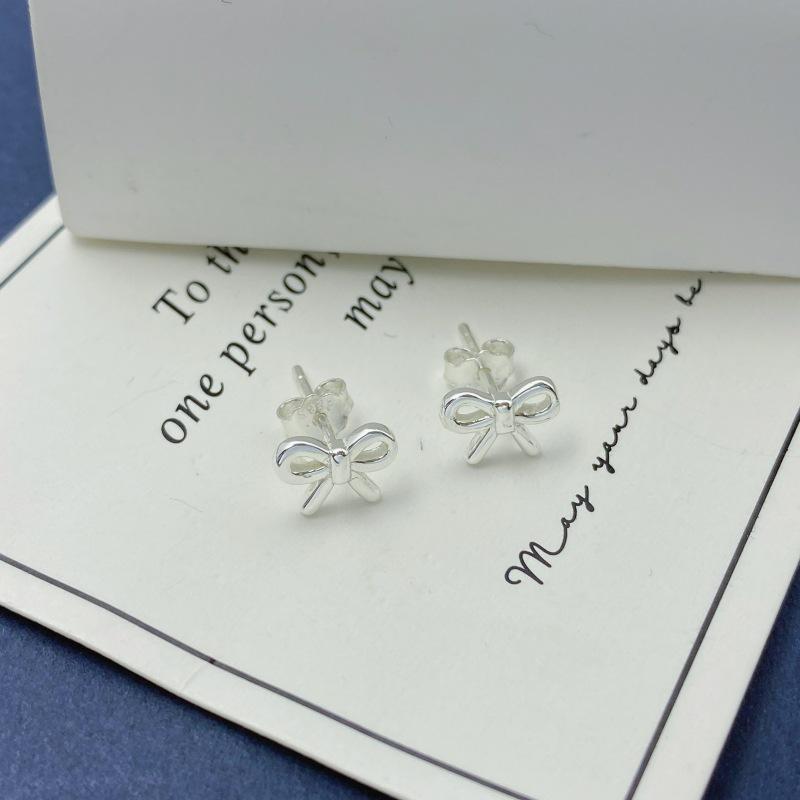 S925 Sterling Silver Bow Earrings - Cute, Mini, Fashionable, Versatile Jewelry
