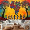 2D Afrikanische Heritage Party Kulisse, Farbige Afrikakarte mit Kinder-Silhouette für Fotoshooting