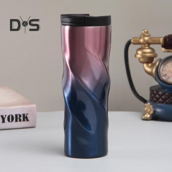 500ML Stainless Steel Thermal Cup Insulated Coffee Tumbler with Lid Spiral Design Vacuum Travel Mug for Hot Drinks Home Office Outdoor Travel
