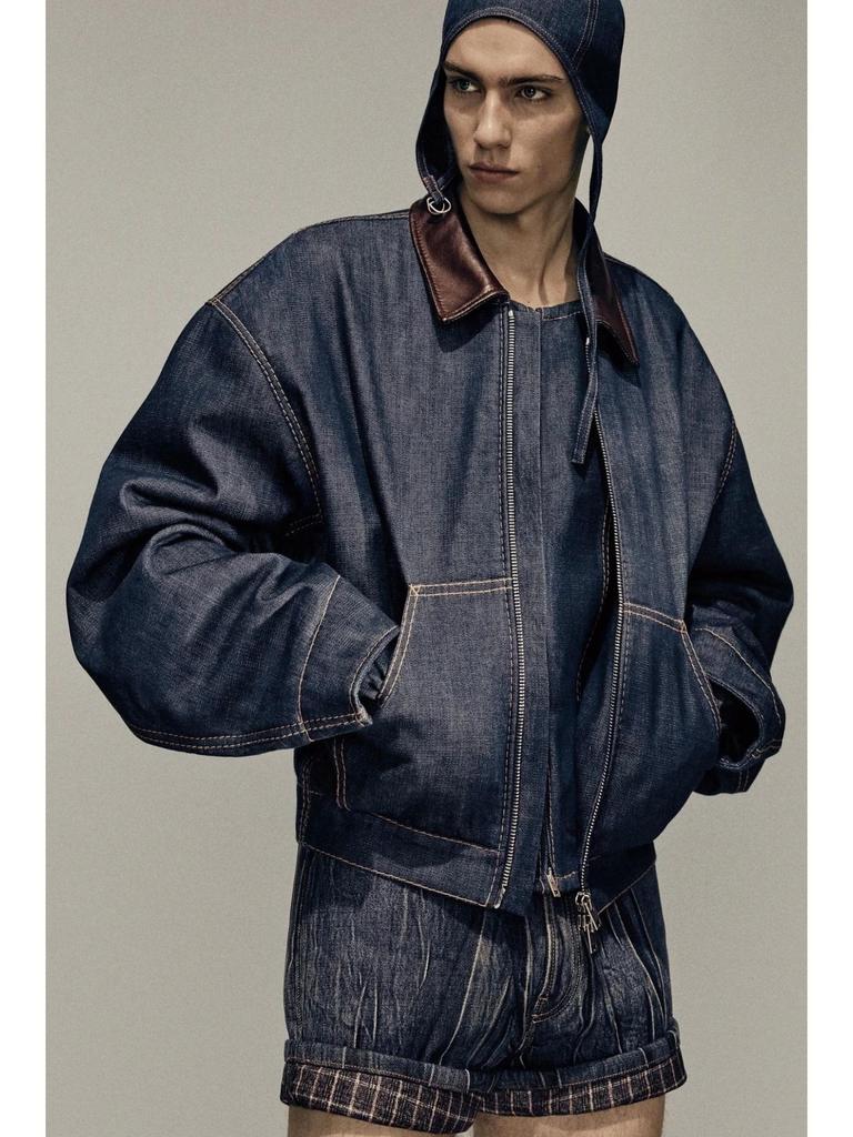 Wysokiej jakości Retro Dżinsowa Bawełniana Kurtka z Klapami i Zamkiem - Luźne Okrycie Wierzchnie w Stylu Stodoły