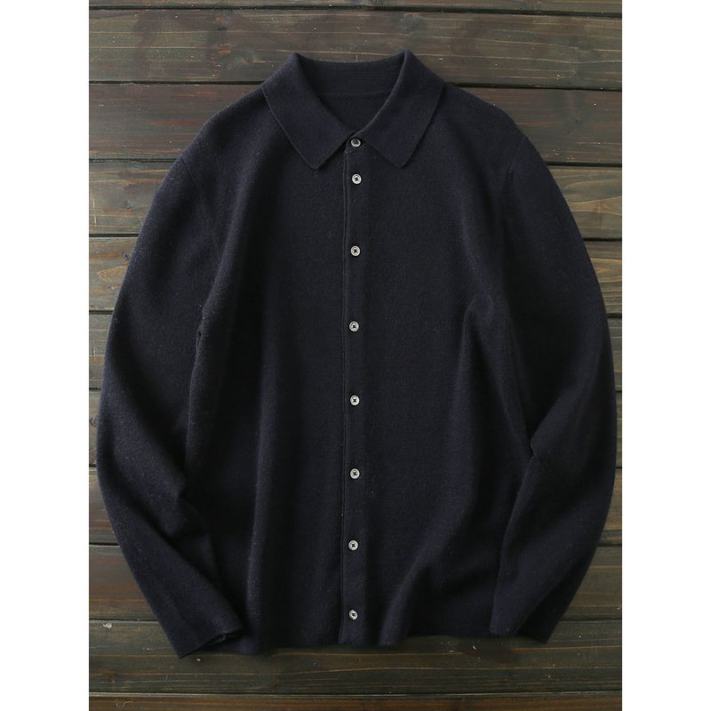 Heavy Weight 80 Wool! Italian Single Export Men's Clothing Balance Cargo with Logo Cut off Men Lapel Knitting Cardigan Sweater Outwear