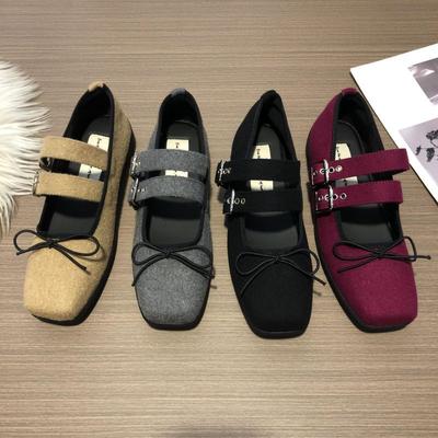 Sapatos de balé estilo francês de sola plana boca rasa sapatos únicos femininos sapatos mary jane de um botão com sola macia