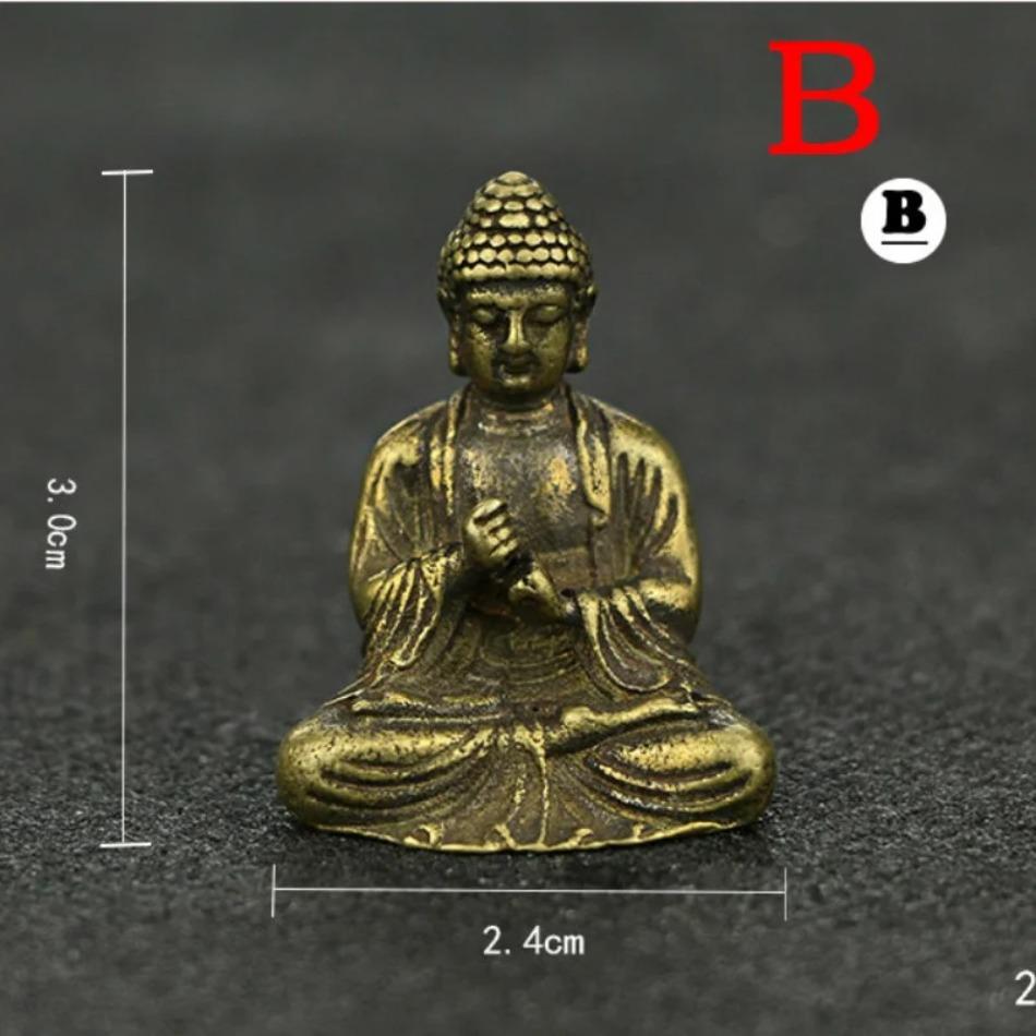 1 Pcs Mini Exquisite Pure Copper Trumpet Home Sakyamuni Car Decoration Bronze Statue of Buddha Home and Office Decorations