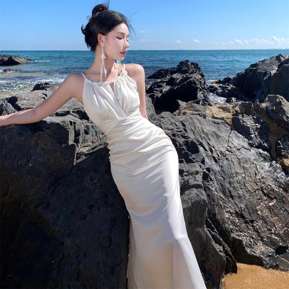 Maxikleider für Damen Abschlussball Elegant Ärmellos Damen Vestidos Meerjungfrau Robe 2026 Mode Schlanke Dame Rundhalsausschnitt Einfarbig Einteiler Kleid