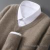Men's Pure Wool V-Neck Sweater - Loose Fit, Plus Size, Cashmere Blend, Autumn/Winter Collection