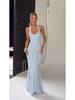Women's 2025 European & American Style Halter Spliced Strappy Long Slim Fit Dress