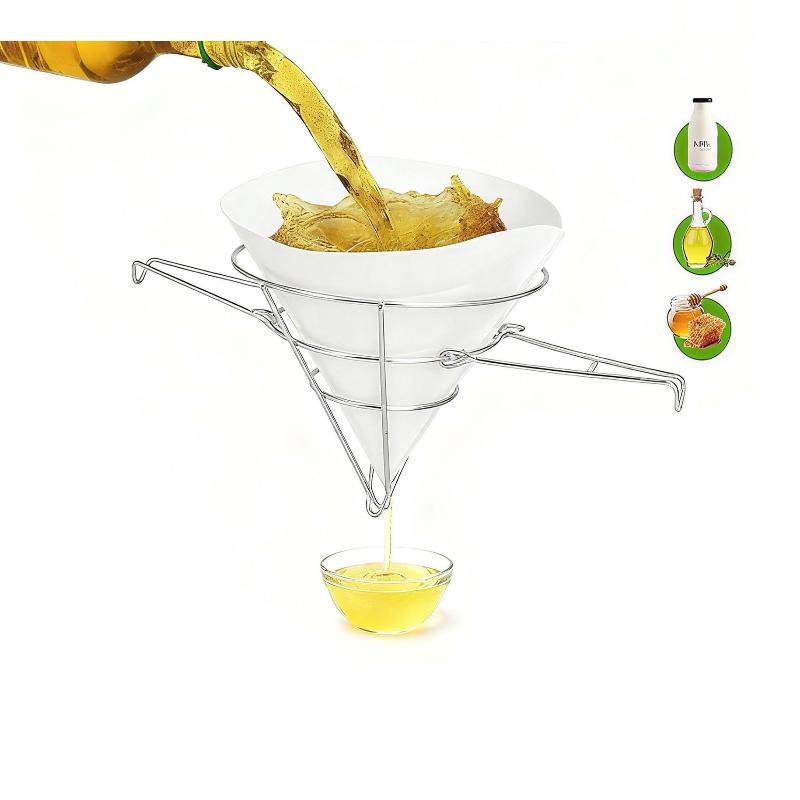 Deep Fryer Oil Cone Filter Holder Maple Syrup Cone Filter Stand With Folding Arms Stainless Steel Reusable Strainer Rack
