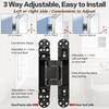 6 inch Hidden Door Hinges (2Pcs) Invisible Hinges for Doors, 180 Degree Swing Concealed Hinges, 3 Way Adjustable & Heavy Duty Hinges(Black)