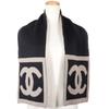 CHANEL COCO Mark Scarf Black / grey wool/silk/cashmere unisex Used