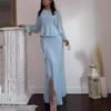 Women's Sexy Mesh Long Sleeve Skirt with Ruffle Irregular Hem