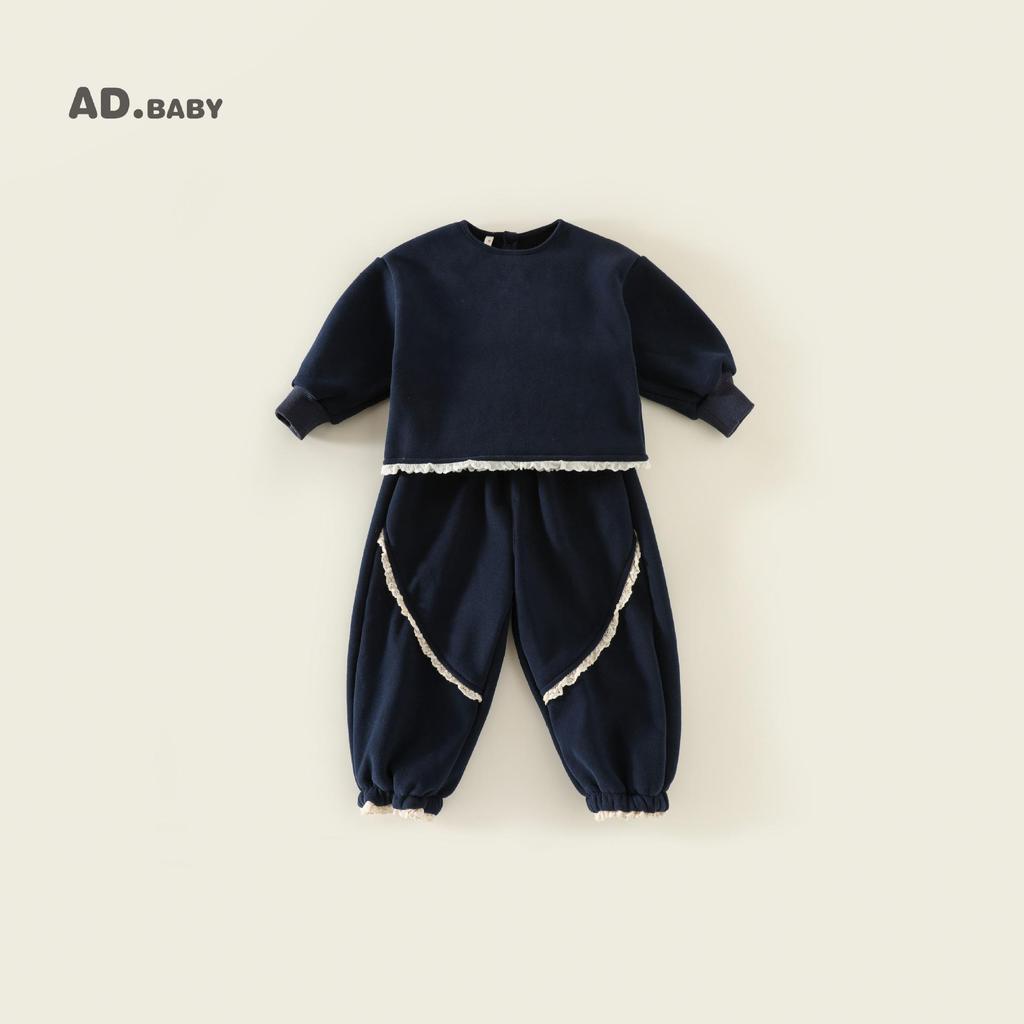 Zestaw dwuczęściowy z polaru dla dzieci na jesień 2025 w stylu koreańskim: Przyjazna dla skóry bluza i spodnie dresowe