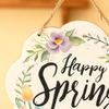 Yousheng Happy Easter Spring Wooden Hanging Decoration Farmhouse Rustic Holiday Easter Party Front Door Wall Hanging Sign Hanger Ornament Pendant