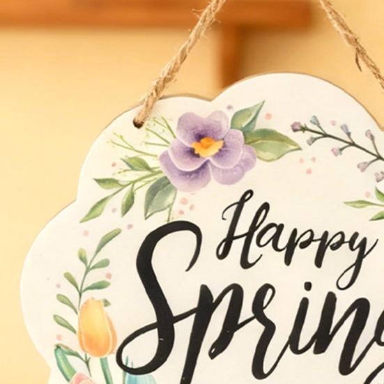 Yousheng Happy Easter Spring Wooden Hanging Decoration Farmhouse Rustic Holiday Easter Party Front Door Wall Hanging Sign Hanger Ornament Pendant