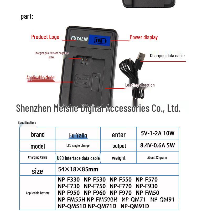 NP-FW50 Charger Compatible with Sony A7, a7R II, a7M II, A5100, A6000, A5000