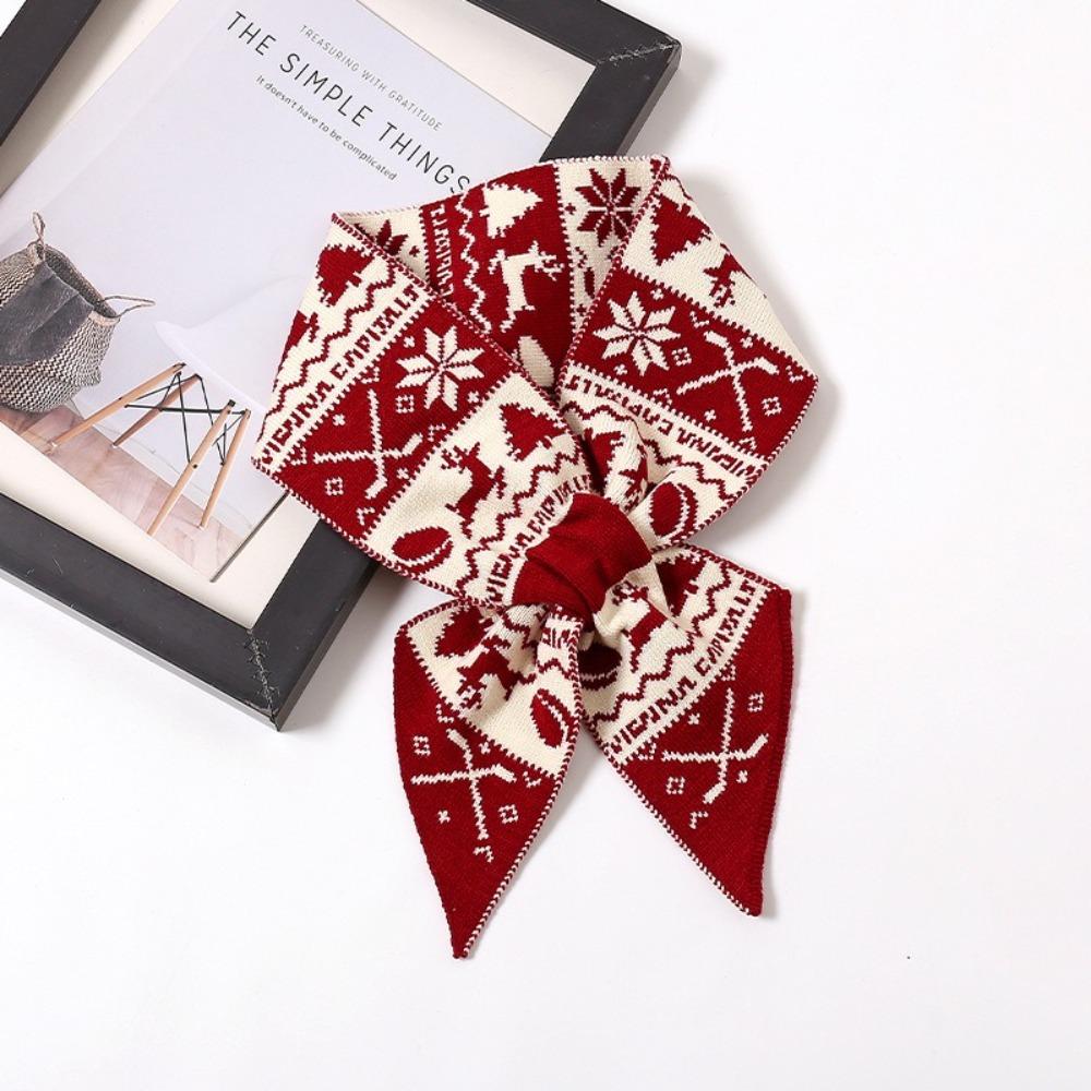 Jacquard Winter Knitted Scarves Korean Style Woolen Neckerchiefs Casual Women Scarf  Christmas