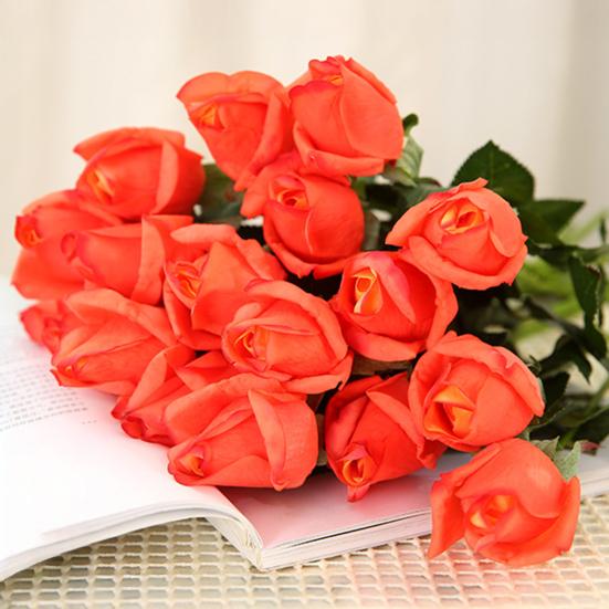 Rose Flower Buds Realistic Faux Silk Roses Bouquets Fake Flower Arrangement