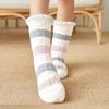 Winter Plüsch Frauen Boden Socken Warme Weiche Korallen Fleece Gestreiften Bequeme Nicht-Slip Thermische Weibliche Socken